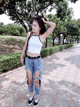 「WAVEN（ウォーヴン）のアイテム」を使った、CHIH LINGさん（レディース・174cm）の秋コーディネート