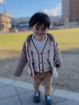 「apres les cours（アプレレクール）のアイテム（その他アウター）」を使った、le_kiiKey09さん（キッズ・80cm）の冬コーディネート