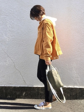 「niko and...（ニコアンド）のアイテム（ノーカラージャケット）」を使った、mochikoさん（レディース・164cm）の冬コーディネート