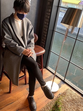 「RAGEBLUE」｜「アイテム（チェスターコート）」を使った、ぽしぇさん（メンズ・176cm）の冬コーディネート