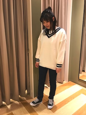 「ラインニット」｜moemiさん（レディース・156cm）の冬コーディネート