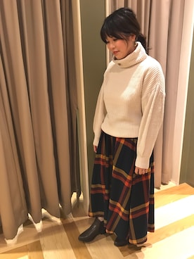 「ざっくりニット」｜moemiさん（レディース・156cm）の冬コーディネート
