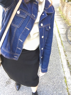 「AS KNOW AS plus（アズノゥアズプラス）のアイテム（デニムジャケット）」を使った、たなみ。さん（レディース・154cm）の秋コーディネート