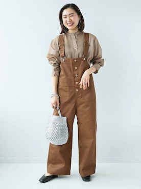「JOURNAL STANDARD relume（ジャーナルスタンダード　レリューム）のアイテム（サロペット/オーバーオール）」を使った、JOURNAL STANDARD EC担当さん（レディース・160cm）の冬コーディネート
