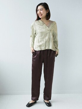 「JOURNAL STANDARD relume（ジャーナルスタンダード　レリューム）のアイテム（ノーカラージャケット）」を使った、JOURNAL STANDARD EC担当さん（レディース・160cm）の冬コーディネート