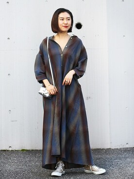 「PENDLETON（ペンドルトン）のアイテム（ワンピース/ドレス）」を使った、JOURNAL STANDARD EC担当さん（レディース・160cm）の冬コーディネート