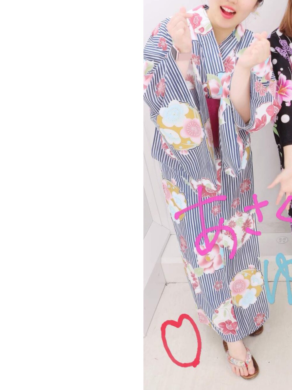 「夏コーデ、浴衣、編み込みヘア、レンタル浴衣、浅草、浅草寺、夏、プリクラ」｜「レンタルのアイテム（浴衣、ブルー系）」を使った、もえりん✩⃛さん（レディース・155cm）の夏コーディネートの1枚目の写真