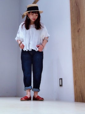 「SEVENDAYS=SUNDAY（セブンデイズサンデイ）のアイテム（サンダル）」を使った、Konnoさん（レディース・149cm）の春コーディネート