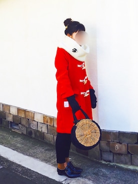「アイテム（ダッフルコート、オレンジ系）」を使った、keiさん（レディース・155cm）の冬コーディネート