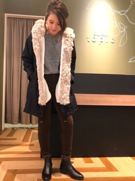 「スキニー」｜「アイテム（モッズコート）」を使った、norikoさん（レディース・164cm）の秋コーディネート