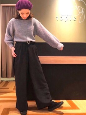 「シンプルおしゃれが好き」｜「アイテム（ハンチング/ベレー帽）」を使った、norikoさん（レディース・164cm）の秋コーディネート