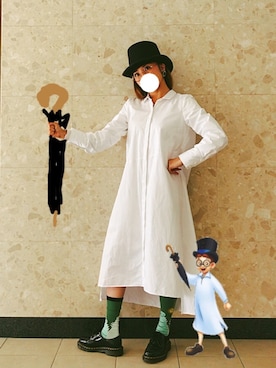 「ハロウィン」｜「アイテム（シャツワンピース）」を使った、ちーさん（レディース・154cm）の秋コーディネート