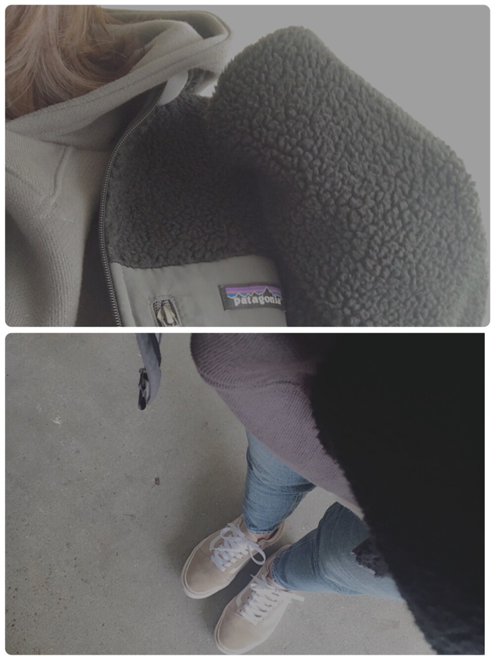 「patagonia、レトロX、retro X、Ungrid、スリットワイドパーカー、パーカー、VANS、ベージュ、オールドスクール、mvsjeans」｜「patagoniaのWEB限定 patagonia/パタゴニア メンズ・クラシック・レトロX・ジャケット（ブルゾン、ブラック系）」を使った、maaryoさん（キッズ・130cm）の冬コーディネートの1枚目の写真