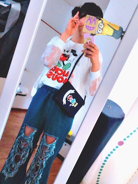 「UNIQLO Tシャツ」｜「アイテム（ジャケット/アウター）」を使った、九 凛花さん（レディース・166cm）の夏コーディネート