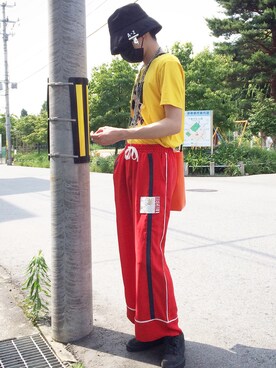 「M.Y.O.B（エム.ワイ.オー.ビー）のアイテム（パンツ）」を使った、SAKAさん（メンズ・173cm）の夏コーディネート