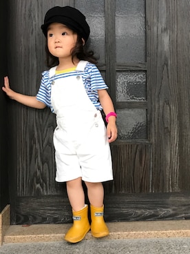 「長靴」｜「アイテム（サロペット/オーバーオール）」を使った、nicori.さん（キッズ・90cm）の夏コーディネート
