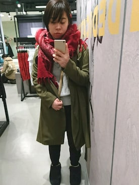 「アイテム（トレンチコート、グリーン系）」を使った、ayako_chocolateさん（レディース・150cm）の冬コーディネート