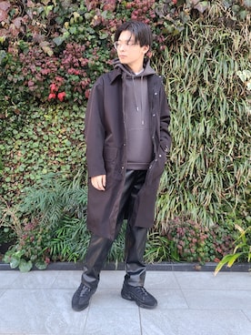 「URBAN RESEARCH Sonny Label（アーバンリサーチサニーレーベル）のアイテム（ステンカラーコート）」を使った、たかやさん（メンズ・174cm）の冬コーディネート
