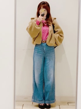 「SUGAR BISKET（シュガービスケット）のアイテム（その他アウター）」を使った、mkn77さん（レディース・161cm）の冬コーディネート