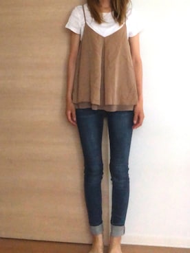 「UNIQLO（ユニクロ）のWOMEN ウルトラストレッチジーンズ（デニムパンツ）」を使った、km.さん（レディース・172cm）の夏コーディネート