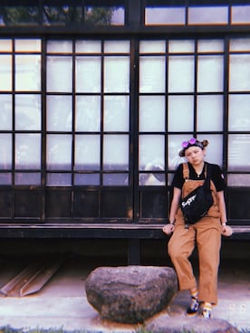 「Dickies（ディッキーズ）のアイテム（つなぎ/オールインワン）」を使った、崔凱怡さん（レディース・168cm）の冬コーディネート