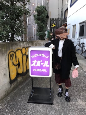 「原宿」｜「アイテム（ハンチング/ベレー帽）」を使った、タコポニさん（レディース・150cm）の冬コーディネート