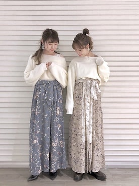 「白ニットコーデ」｜やっすーさん（レディース・158cm）の冬コーディネート