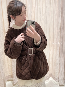 「mystic（ミスティック）のアイテム（ノーカラージャケット）」を使った、やっすーさん（レディース・157cm）の秋コーディネート