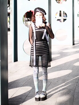 「STYLENANDA（スタイルナンダ）のアイテム（ハンチング/ベレー帽）」を使った、Miriam Mibaoさん（レディース・163cm）の冬コーディネート
