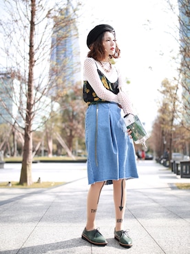 「STYLENANDA（スタイルナンダ）のアイテム（ハンチング/ベレー帽）」を使った、Miriam Mibaoさん（レディース・163cm）の冬コーディネート