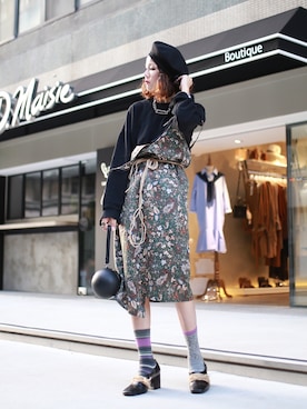 「TOPMAN（トップマン）のアイテム（帽子）」を使った、Miriam Mibaoさん（レディース・163cm）の冬コーディネート