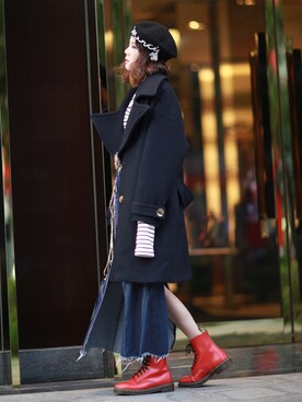 「STYLENANDA（スタイルナンダ）のアイテム（ハンチング/ベレー帽）」を使った、Miriam Mibaoさん（レディース・163cm）の春コーディネート