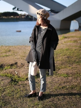 「STYLENANDA（スタイルナンダ）のアイテム（ハンチング/ベレー帽）」を使った、Miriam Mibaoさん（レディース・163cm）の春コーディネート