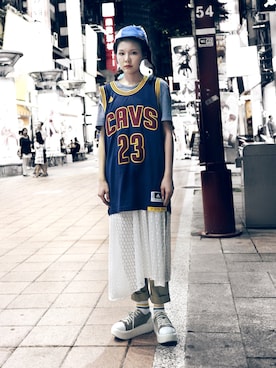 「adidas Originals（アディダスオリジナルス）のアイテム（キャップ）」を使った、Miriam Mibaoさん（レディース・163cm）の夏コーディネート