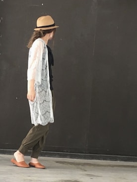 「麦わら帽子」｜「アイテム（その他アウター）」を使った、Rℹ︎maluさん（レディース・156cm）の夏コーディネート
