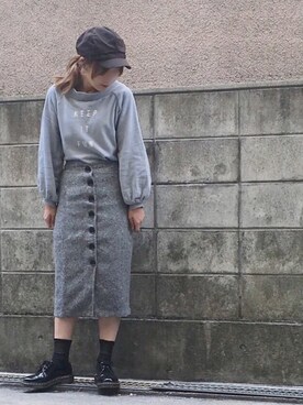 「2wayピアスのアイテム（ピアス（両耳用）、グレー系）」を使った、Rℹ︎maluさん（レディース・156cm）の春コーディネート