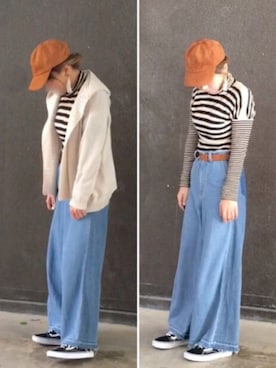 「GORGE（ゴージ）のアイテム（帽子）」を使った、Rℹ︎maluさん（レディース・156cm）の春コーディネート