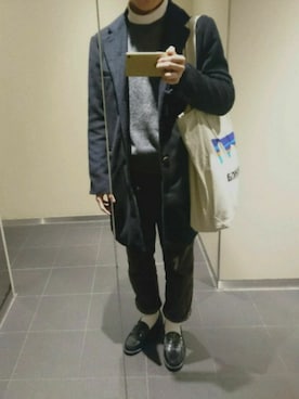 「SEVENDAYS=SUNDAY（セブンデイズサンデイ）のアイテム（チェスターコート）」を使った、つねおさん（メンズ・169cm）の冬コーディネート