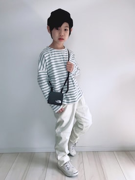 「Right-on（ライトオン）のアイテム（ニットキャップ/ビーニー）」を使った、タロイモさん（キッズ・123cm）の春コーディネート
