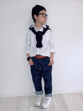 「Right-on（ライトオン）のアイテム（ニットキャップ/ビーニー）」を使った、タロイモさん（キッズ・123cm）の春コーディネート