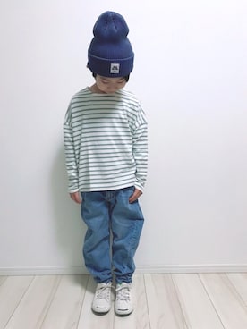 「RNA（アールエヌエー）のアイテム」を使った、タロイモさん（キッズ・123cm）の春コーディネート