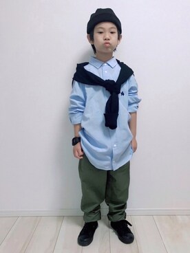「Right-on（ライトオン）のアイテム（帽子）」を使った、タロイモさん（キッズ・123cm）の夏コーディネート