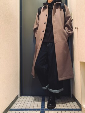 「アイテム（ステンカラーコート）」を使った、@soranoさん（メンズ・177cm・20代）の秋コーディネート
