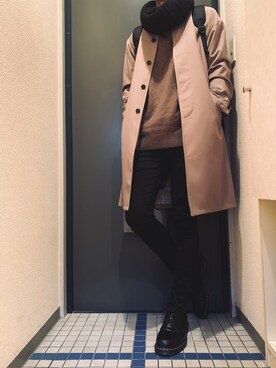 「アイテム（ステンカラーコート）」を使った、@soranoさん（メンズ・177cm・20代）の冬コーディネート
