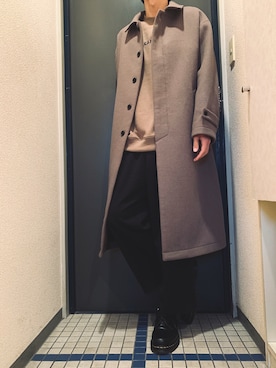 「アイテム（ステンカラーコート）」を使った、@soranoさん（メンズ・177cm・20代）の冬コーディネート