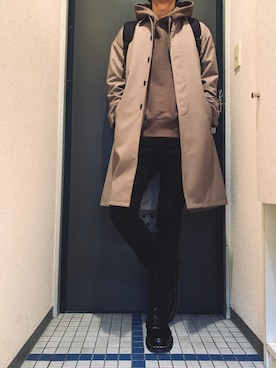 「アイテム（ステンカラーコート）」を使った、@soranoさん（メンズ・177cm・20代）の冬コーディネート
