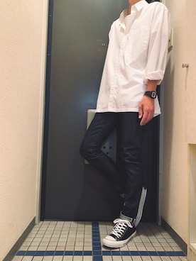 「A.P.C.（アーペーセー）のプチニュースタンダードジーンズ（デニムパンツ）」を使った、@soranoさん（メンズ・177cm）の秋コーディネート
