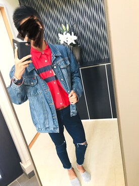 「TOMMY HILFIGER（トミーヒルフィガー）のアイテム（デニムジャケット）」を使った、たろさん（メンズ・177cm）の秋コーディネート