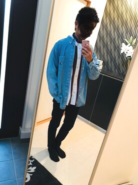 「TOMMY HILFIGER（トミーヒルフィガー）のアイテム（デニムジャケット）」を使った、たろさん（メンズ・177cm）の秋コーディネート