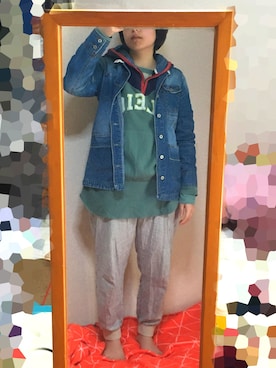 「RAY CASSIN（レイカズン）のアイテム（デニムジャケット）」を使った、Nyao!さん（レディース・156cm）の春コーディネート